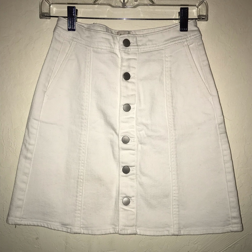 White Denim High Waisted Skirt